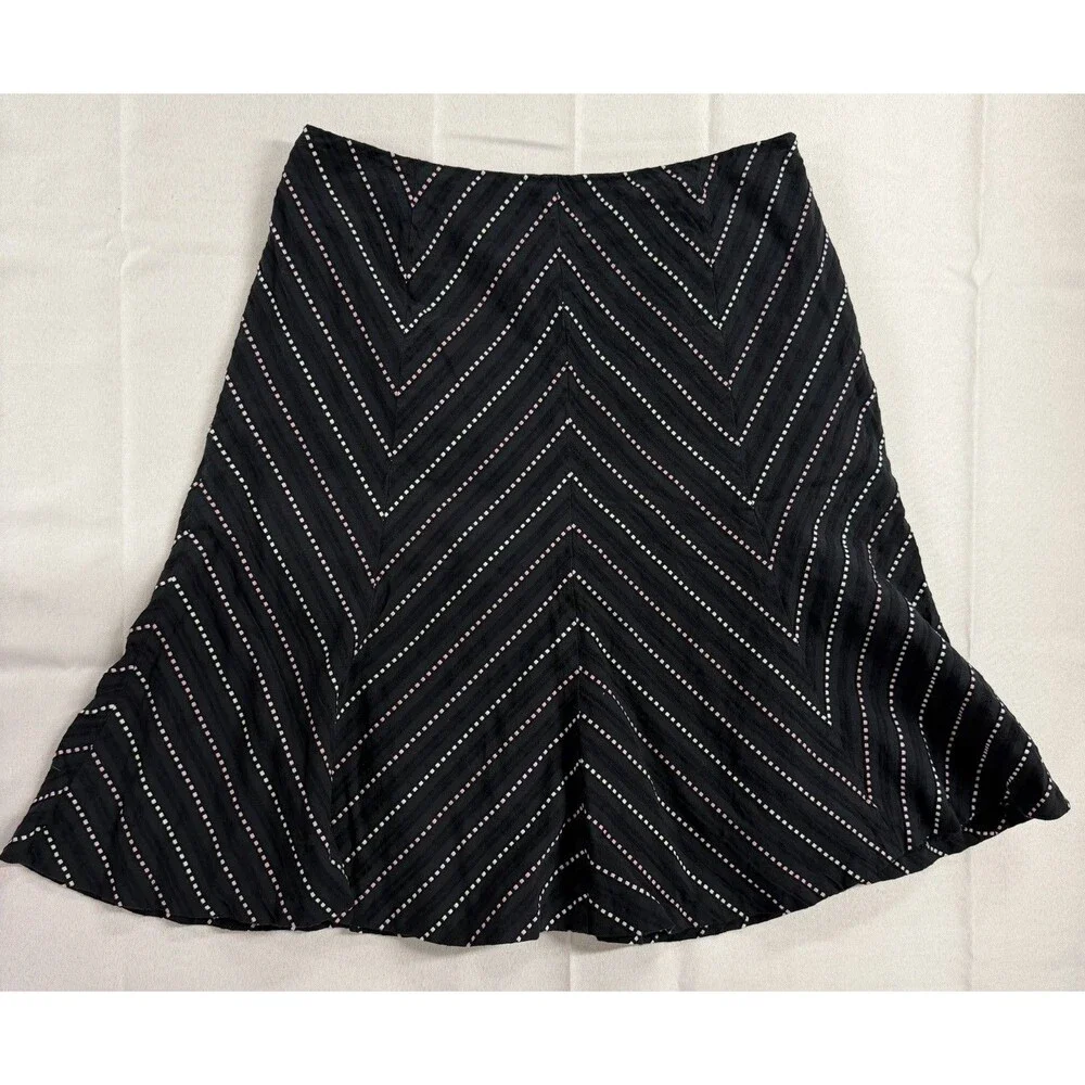 Tribal Black A-line Flare Skirt Chevron Zig Zag Sz 10 Corporate Capsule Cotton